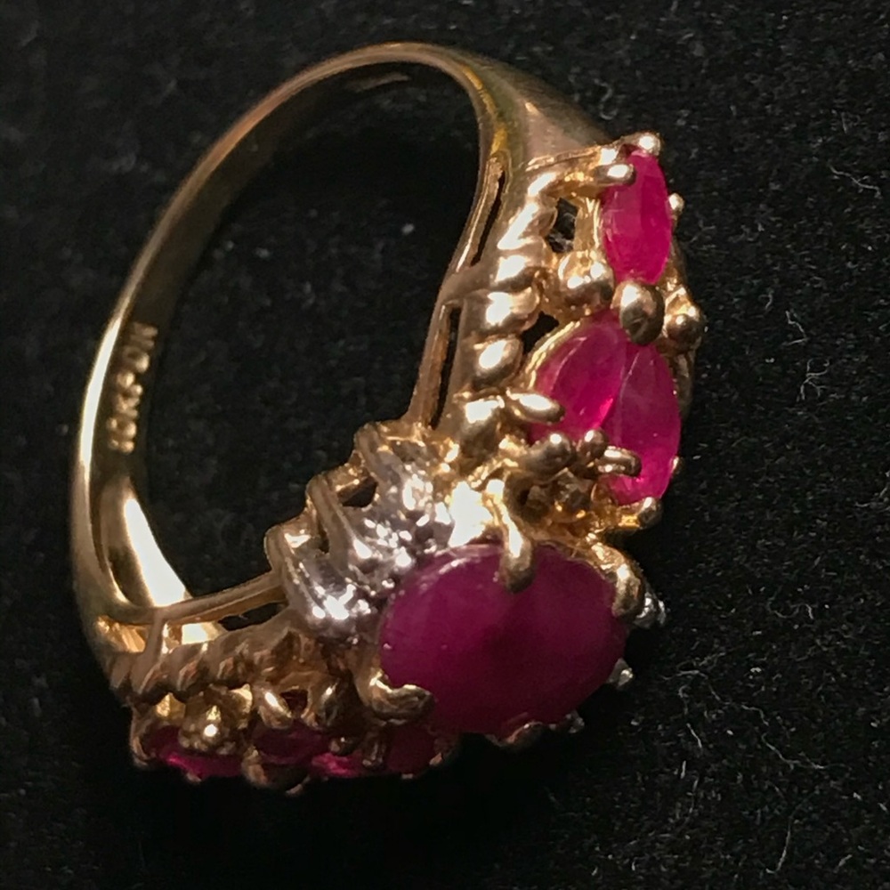 Bundle Both 10k gold  natural rubbydiamonds ring and bracelet